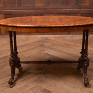 Victorian Burr Walnut Oval Stretcher/ Side Table SAI2566 Antique Tables