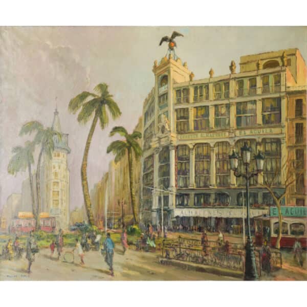 Large Cityscape Painting – Barcelona Antique Art 3