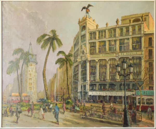 Large Cityscape Painting – Barcelona Antique Art 4