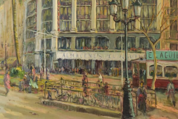 Large Cityscape Painting – Barcelona Antique Art 6