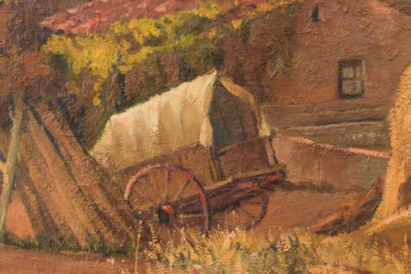 Impressionist Farmyard Landscape Antique Art 5