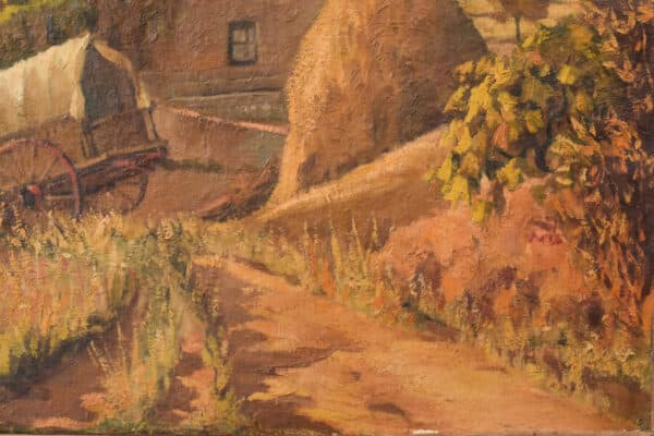 Impressionist Farmyard Landscape Antique Art 6
