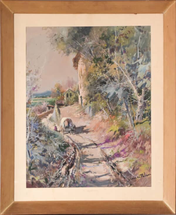 Juan de Palau Buixo - Large Watercolour Landscape with Cart - Image 2