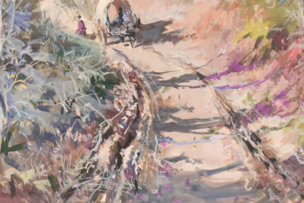 Juan de Palau Buixo - Large Watercolour Landscape with Cart - Image 3