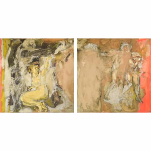 Vicente Vela – Two Large Figurative Expressionist Nude Studies Modern Decorative Antique Art 3
