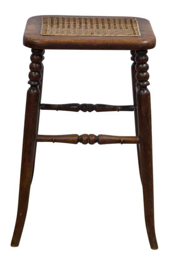 A beech framed tall stool with caned top on slender turned legs Antique Furniture 4