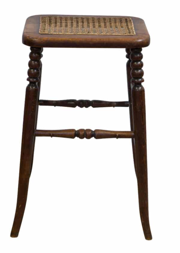 A beech framed tall stool with caned top on slender turned legs - Image 2
