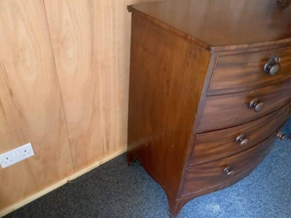 Georgian Bow fronted mahogany chest of two over three drawers Antique Chest Of Drawers 10