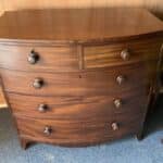 Georgian Bow fronted mahogany chest of two over three drawers Antique Chest Of Drawers