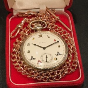 Elgin Masonic pocket watch and chain Antique Clocks