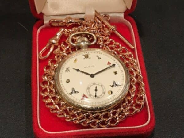 Elgin Masonic pocket watch and chain