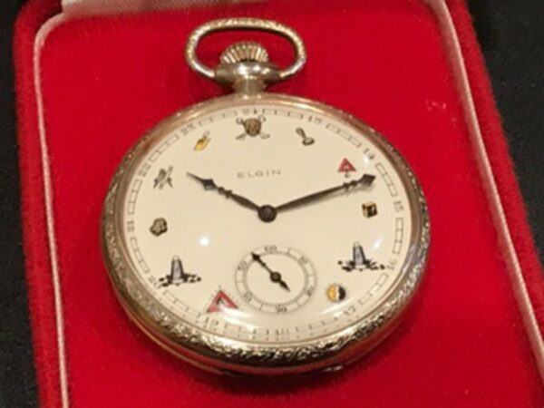 Elgin Masonic pocket watch and chain - Image 3
