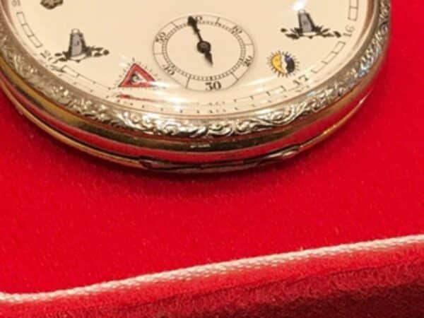 Elgin Masonic pocket watch and chain Antique Clocks 6