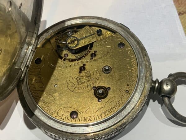 Chronograph Silver cased Coventry pocket watch Antique Clocks 8