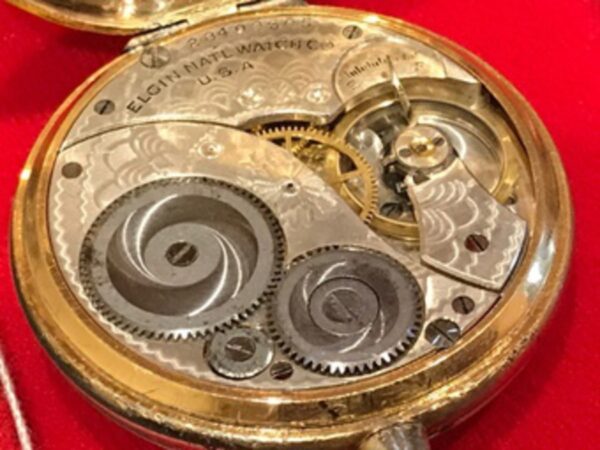 Elgin Masonic pocket watch and chain Antique Clocks 9