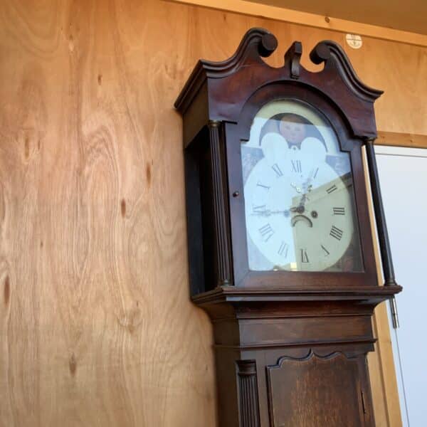 Grandfather Clock 8 day moon roller Antique Clocks 17