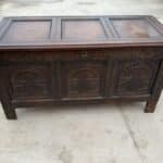 Coffer oak with carved frieze early 18th century Antique Coffers