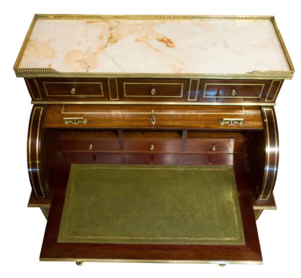 French 19thc Louis XVI style brass inlaid cylinder desk Antique Desks 7