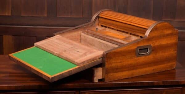 Military Campaign Camphor Wood Roll Top Writing Slope SAI1893 Antique Boxes 12