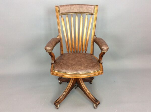 Late Victorian Oak Swivel & Tilt Desk Chair