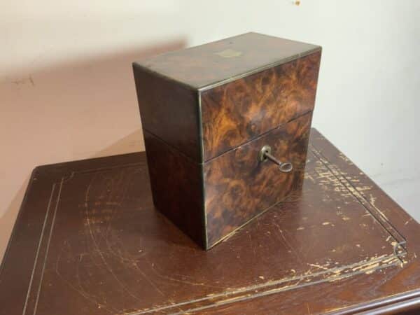 Gentleman’s Burr Walnut veneer Drinks Box. Antique Boxes 14
