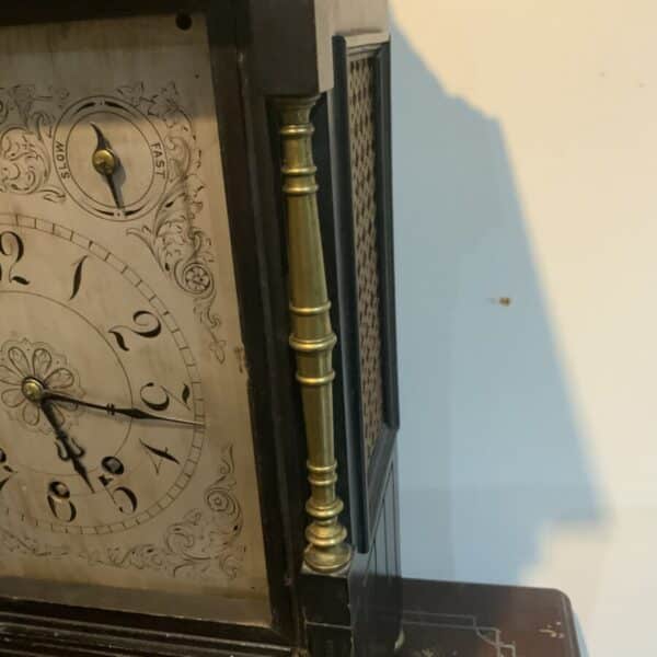 Bracket clock on eight bells ebonized case. Antique Clocks 10
