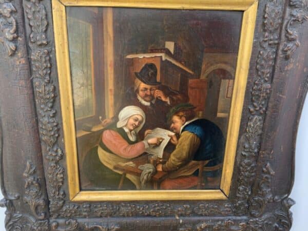 Painting Dutch Masterpiece oil on copper in quality frame Antique Art 6