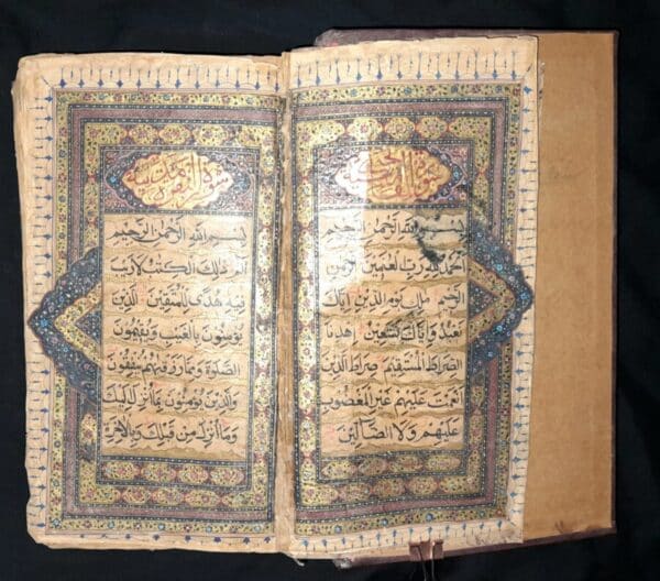 Rare Antique mughal HANDWRITTEN Quran manuscript with lacqured binding 18th C Book Antique Art 3