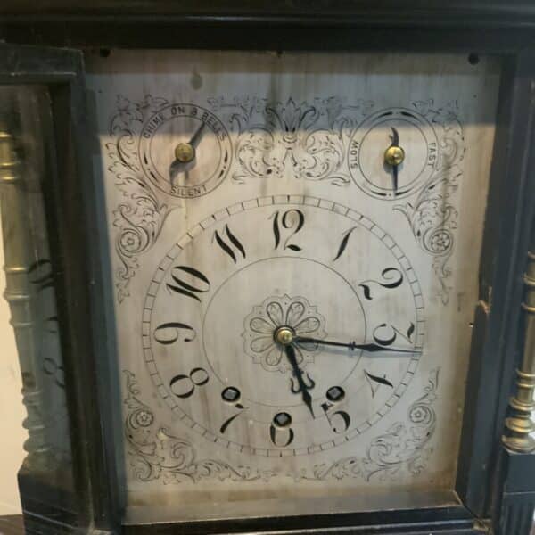 Bracket clock on eight bells ebonized case. - Image 5