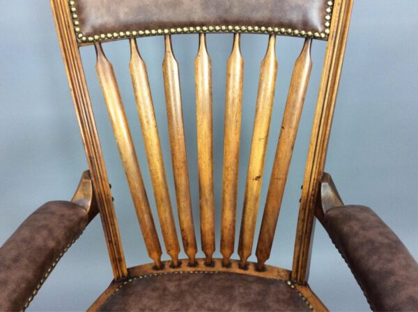 Late Victorian Oak Swivel & Tilt Desk Chair Oak Desk Chair Antique Chairs 4