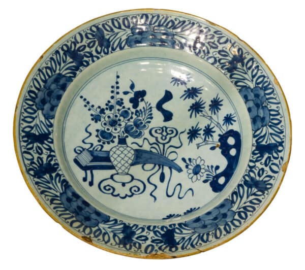 19thc Dutch Delft blue & white charger c1780 - Image 5