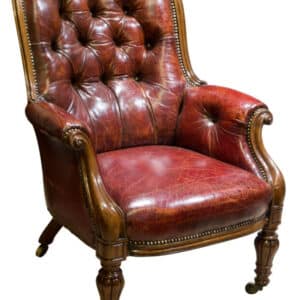 19thc mahogany and leather library chair Antique Chairs
