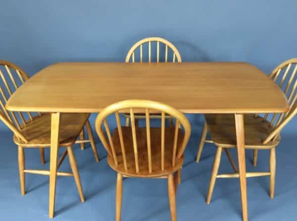 Mid Century Ercol Dining Table and Four Chairs ercol Antique Chairs 4