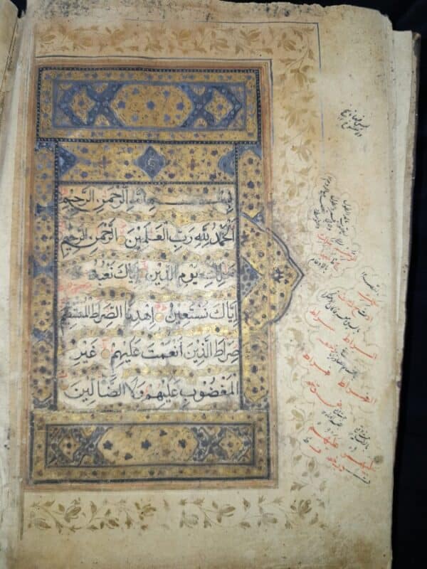 Antique islamic mughal HANDWRITTEN Quran manuscript 17th C - Image 2
