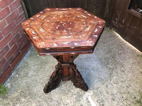Chinese table inlaid with bone and exotic woods. Antique Tables 3