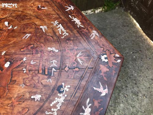 Chinese table inlaid with bone and exotic woods. Antique Tables 5
