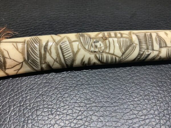Japanese carved Bone Knife Antique Collectibles 4