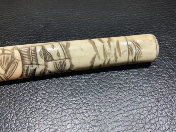 Japanese carved Bone Knife Antique Collectibles 5