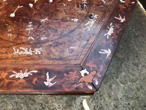 Chinese table inlaid with bone and exotic woods. Antique Tables 7