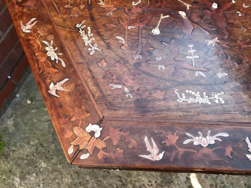 Chinese table inlaid with bone and exotic woods. Antique Tables 8