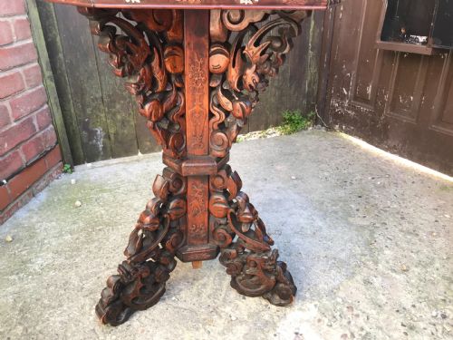 Chinese table inlaid with bone and exotic woods. Antique Tables 10