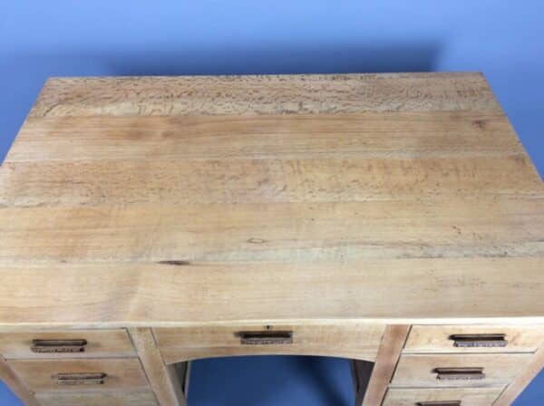 Twin Pedestal Solid Oak Writing Desk c1930’s Oak Desk Antique Desks 8