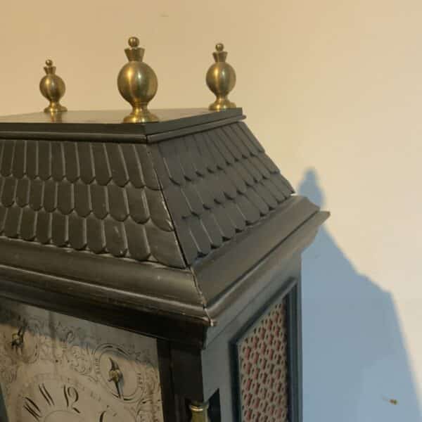 Bracket clock on eight bells ebonized case. - Image 9