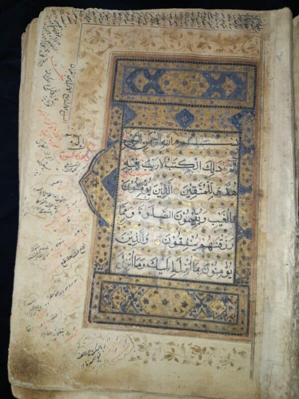 Antique islamic mughal HANDWRITTEN Quran manuscript 17th C - Image 3