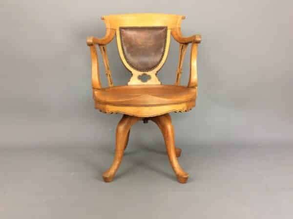 Late Victorian Oak Swivel Desk Chair Oak Desk Chair Antique Chairs 4
