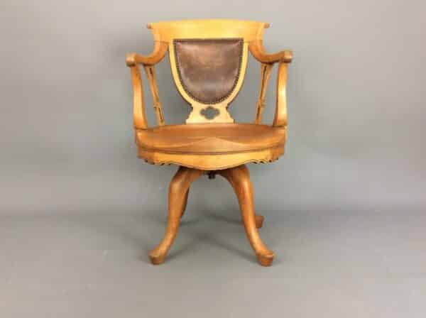 Late Victorian Oak Swivel Desk Chair - Image 2