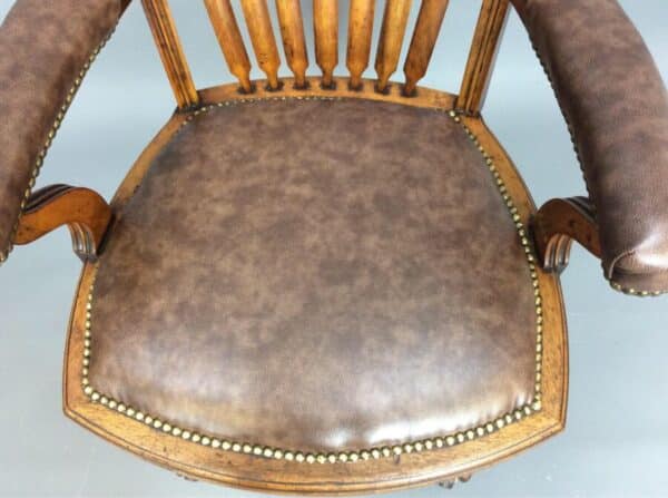 Late Victorian Oak Swivel & Tilt Desk Chair Oak Desk Chair Antique Chairs 5