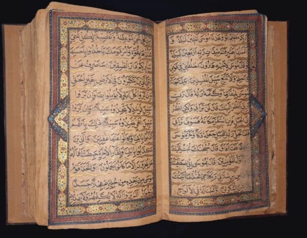 Rare Antique mughal HANDWRITTEN Quran manuscript with lacqured binding 18th C Book Antique Art 6