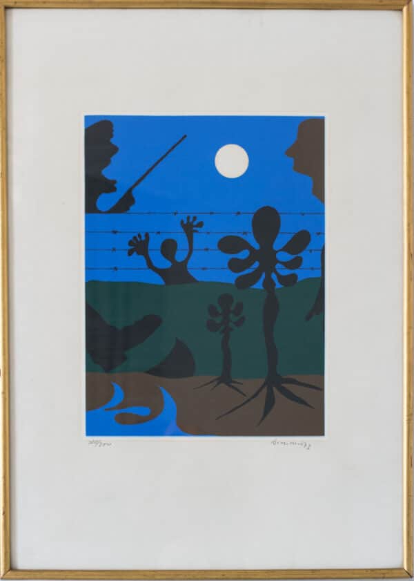 Moonlit Scene – Style of Joan Miró – Lithograph abstract art Antique Art 5