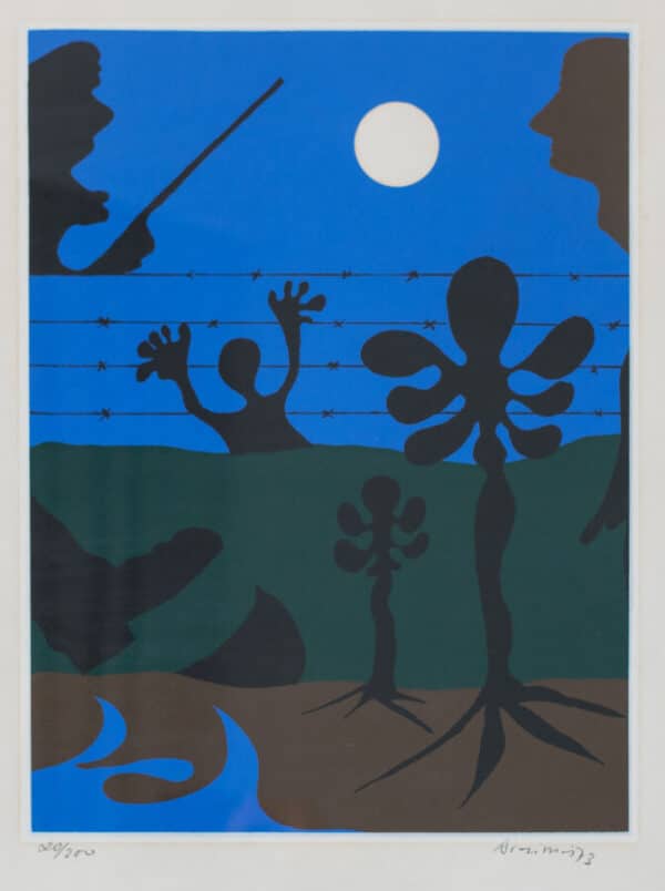 Moonlit Scene – Style of Joan Miró – Lithograph abstract art Antique Art 4